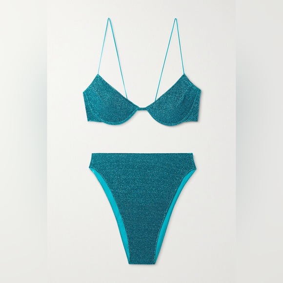 Oseree Lumiere 90s Balconette Bikini Set in Blue, XS, Never Worn - Picture 2 of 2